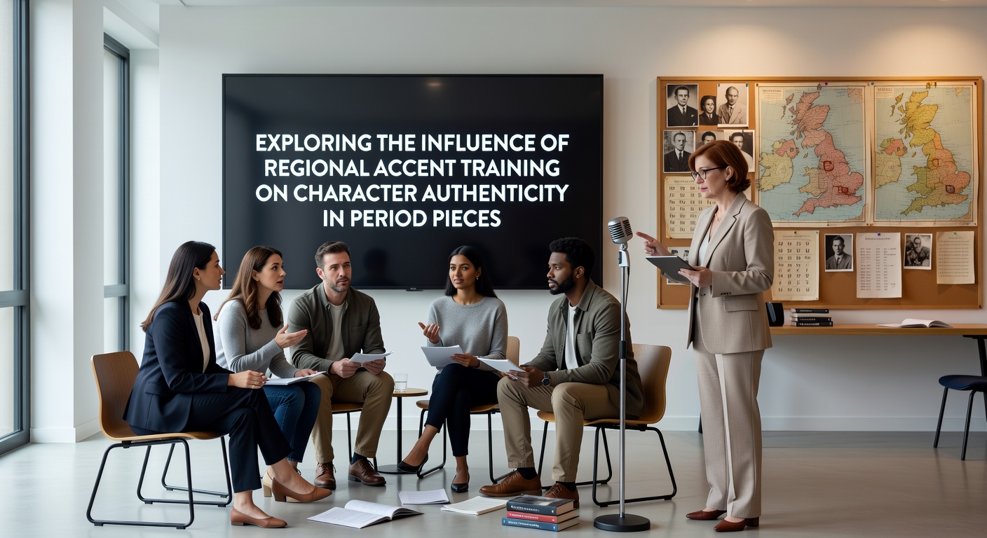 Dialect coach working with cast members on historical speech patterns