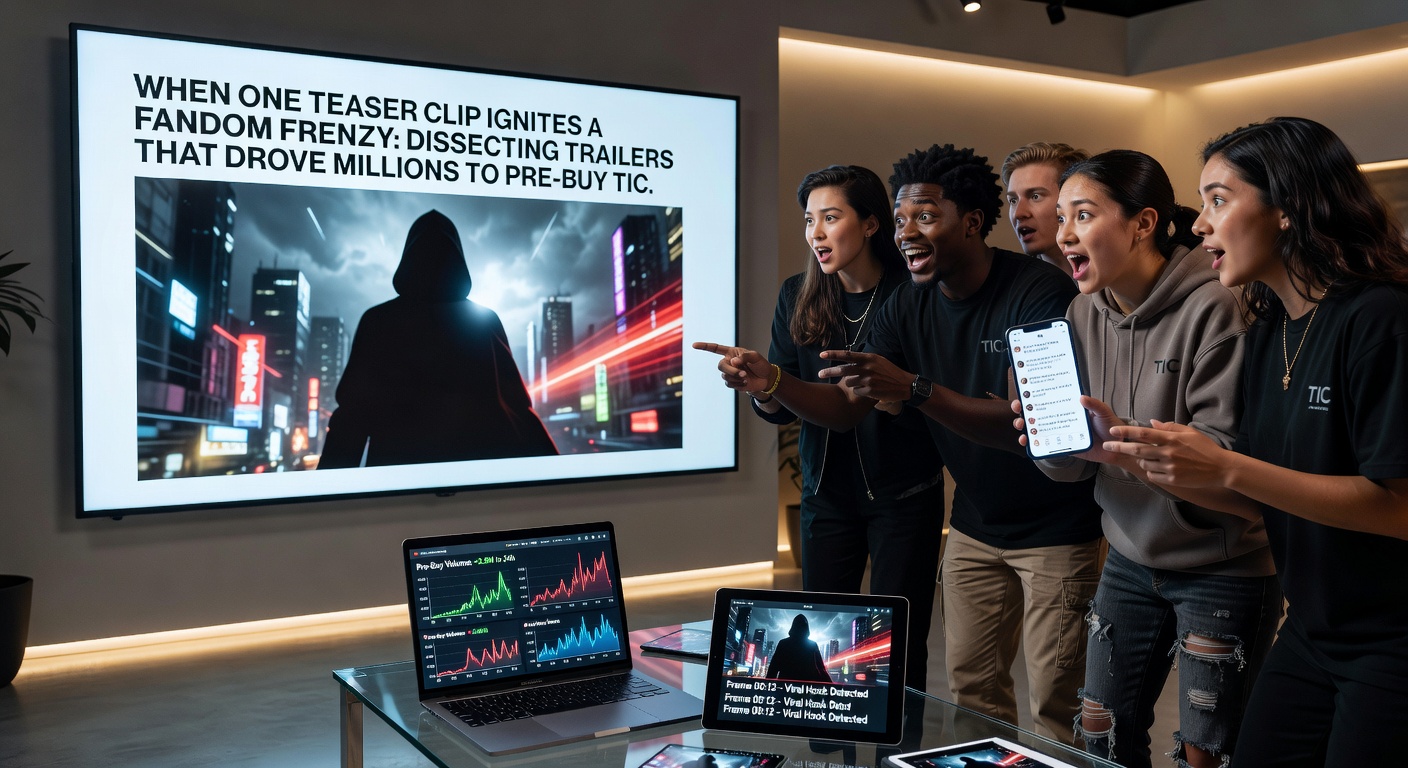 Fans lined up outside a multiplex with phones out, sharing a trailer clip that's buzzing across social media, illustrating the real-world frenzy from a single teaser